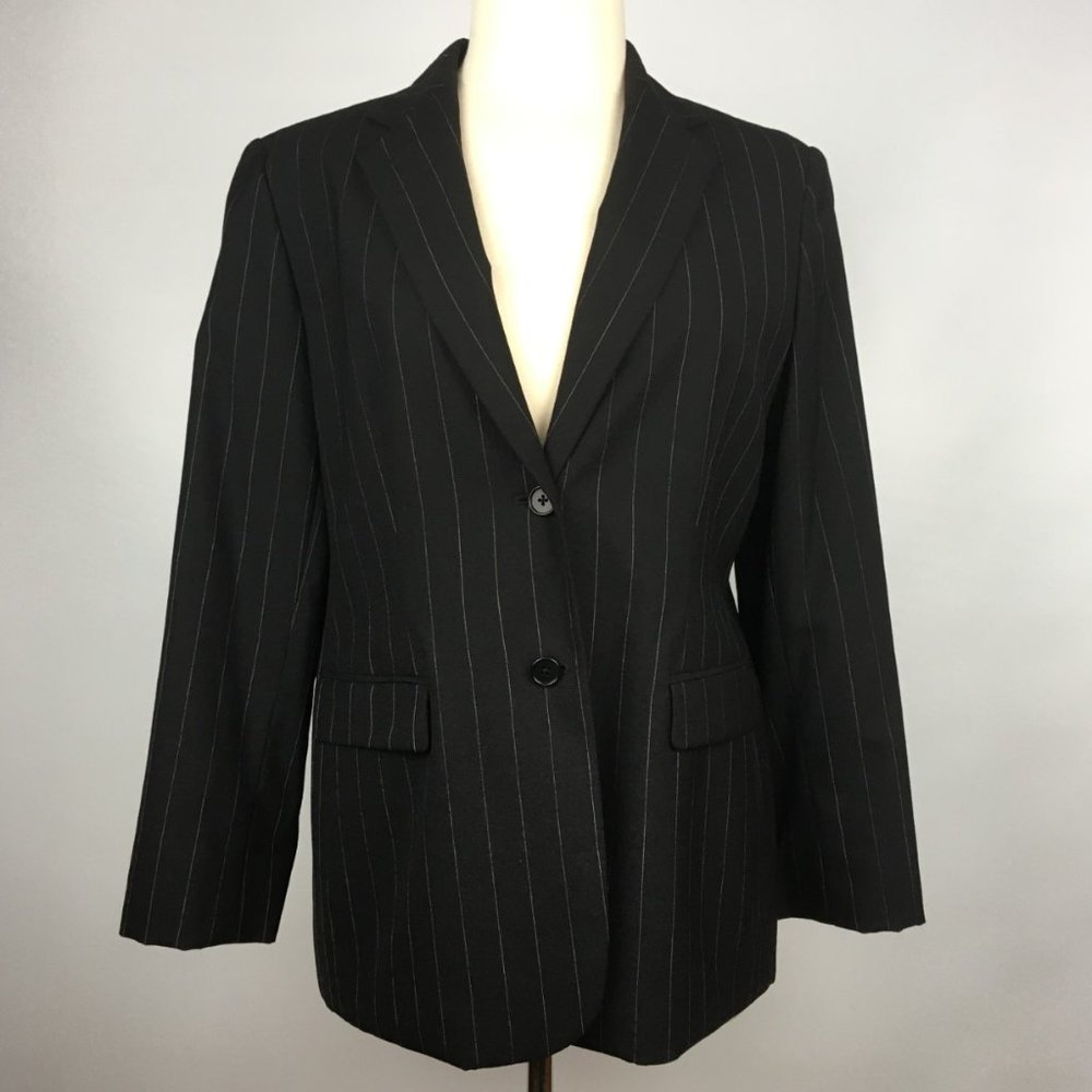 Lauren Ralph Lauren Wool Pinstripe Black Blazer